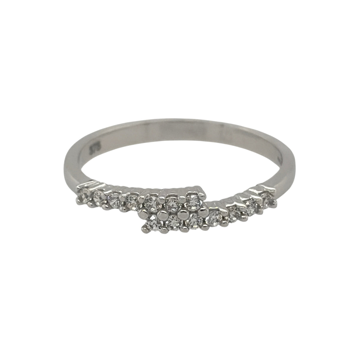 9ct White Gold & Cubic Zirconia Wrap Over Band Ring