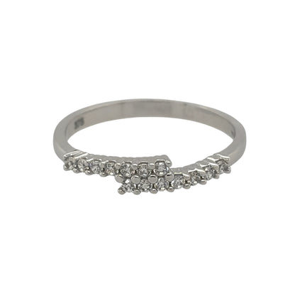 9ct White Gold & Cubic Zirconia Wrap Over Band Ring
