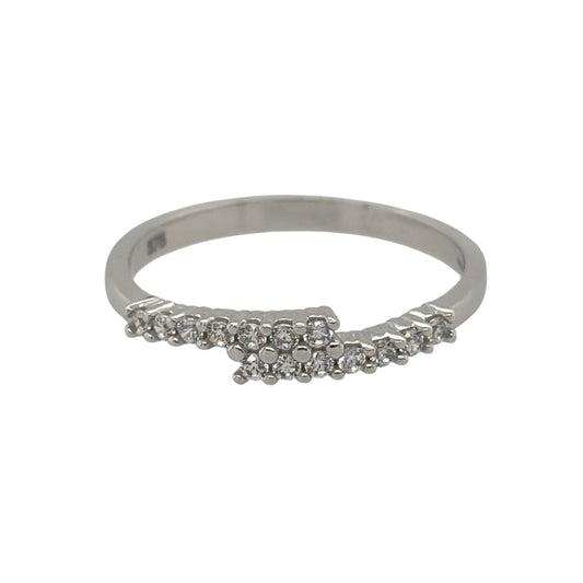 9ct White Gold & Cubic Zirconia Wrap Over Band Ring