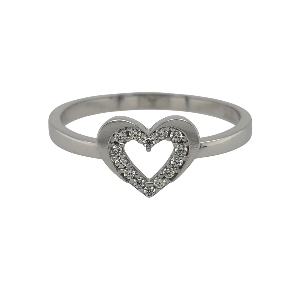 9ct White Gold & Cubic Zirconia Heart Ring