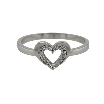 9ct White Gold & Cubic Zirconia Heart Ring