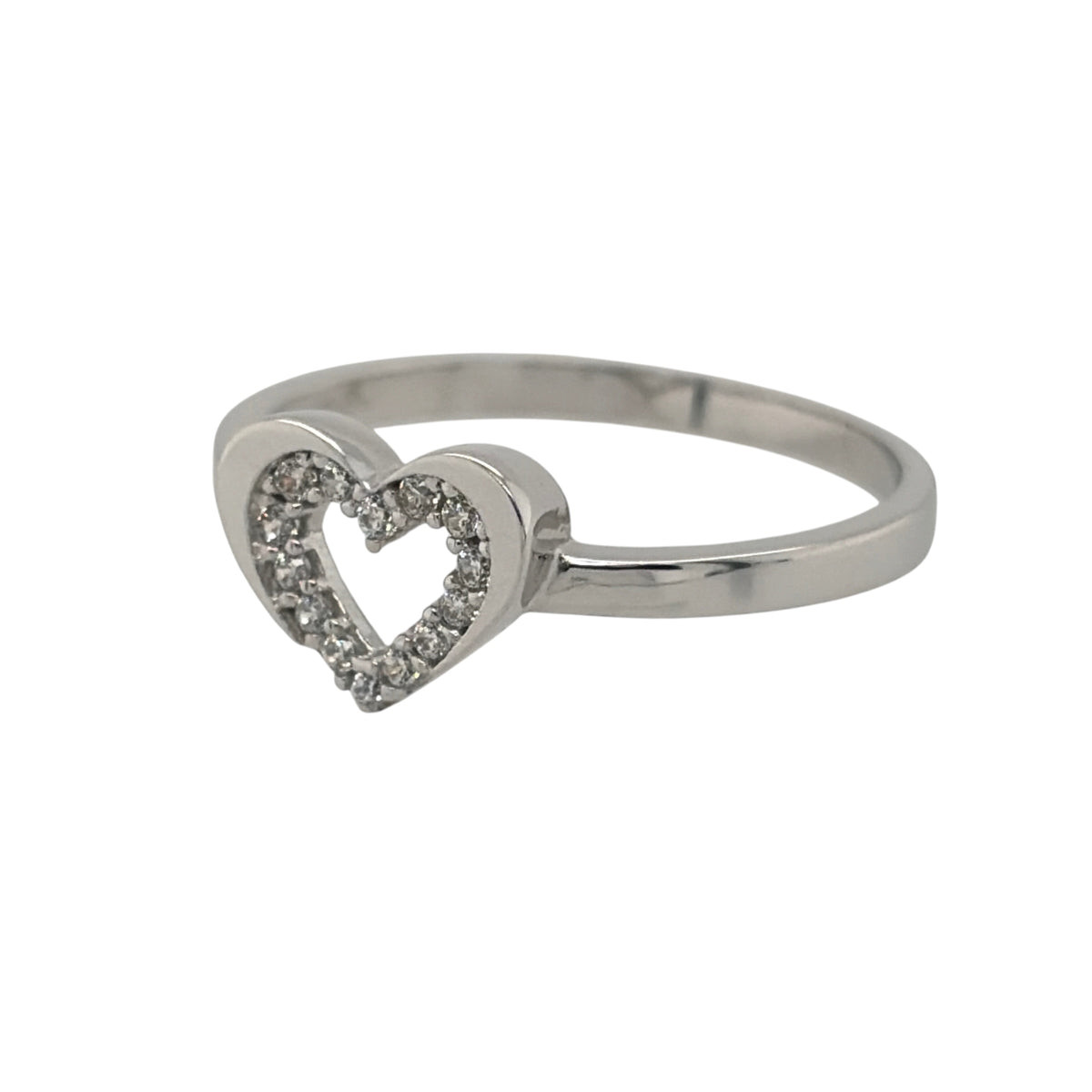 New 9ct White Gold &amp; Cubic Zirconia diagonally set Band Ring in various sizes with the approximate weight 1.60 grams. The front of the ring is approx 8mm high