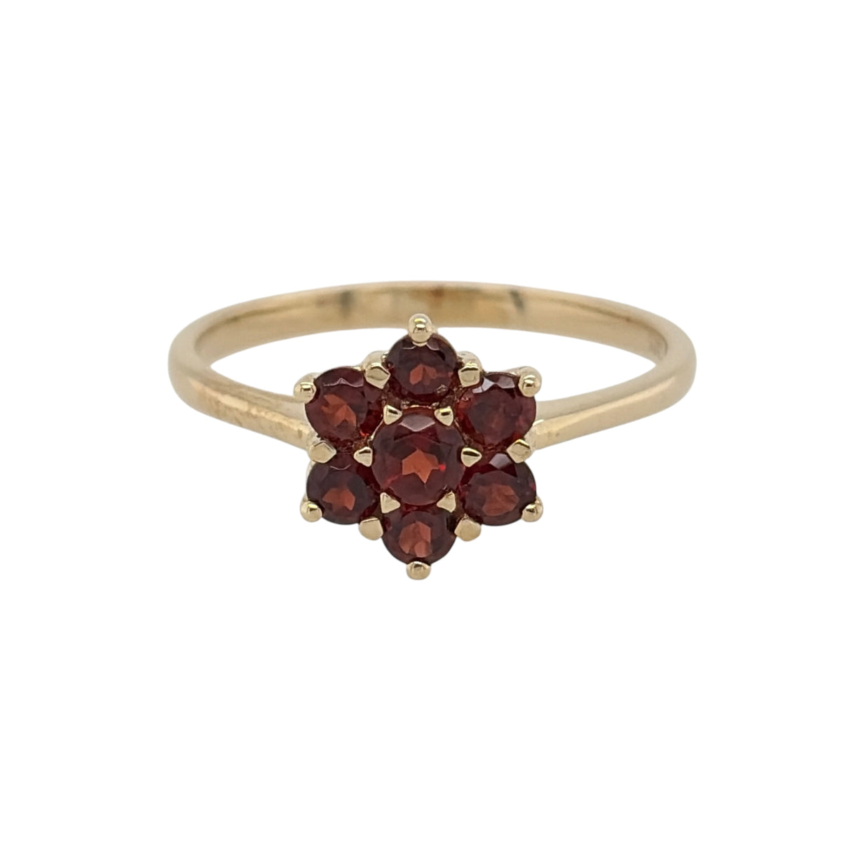 9ct Gold & Garnet Flower Cluster Ring