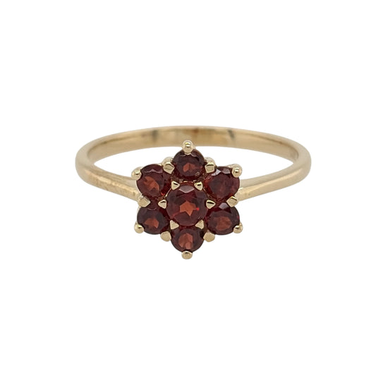 9ct Gold & Garnet Flower Cluster Ring