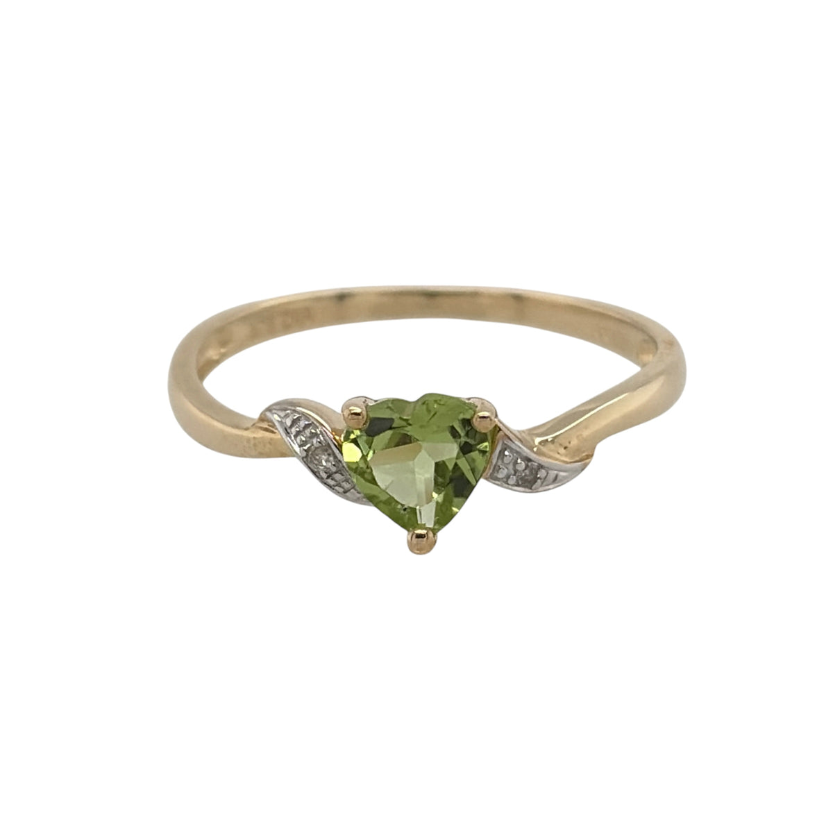 9ct Gold Diamond & Peridot Heart Ring