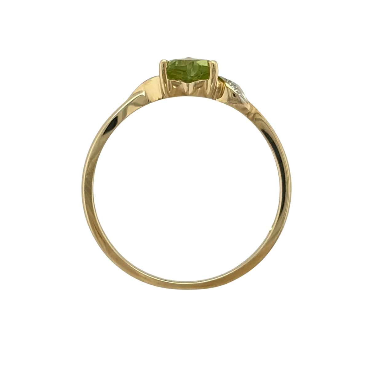 9ct Gold Diamond & Peridot Heart Ring