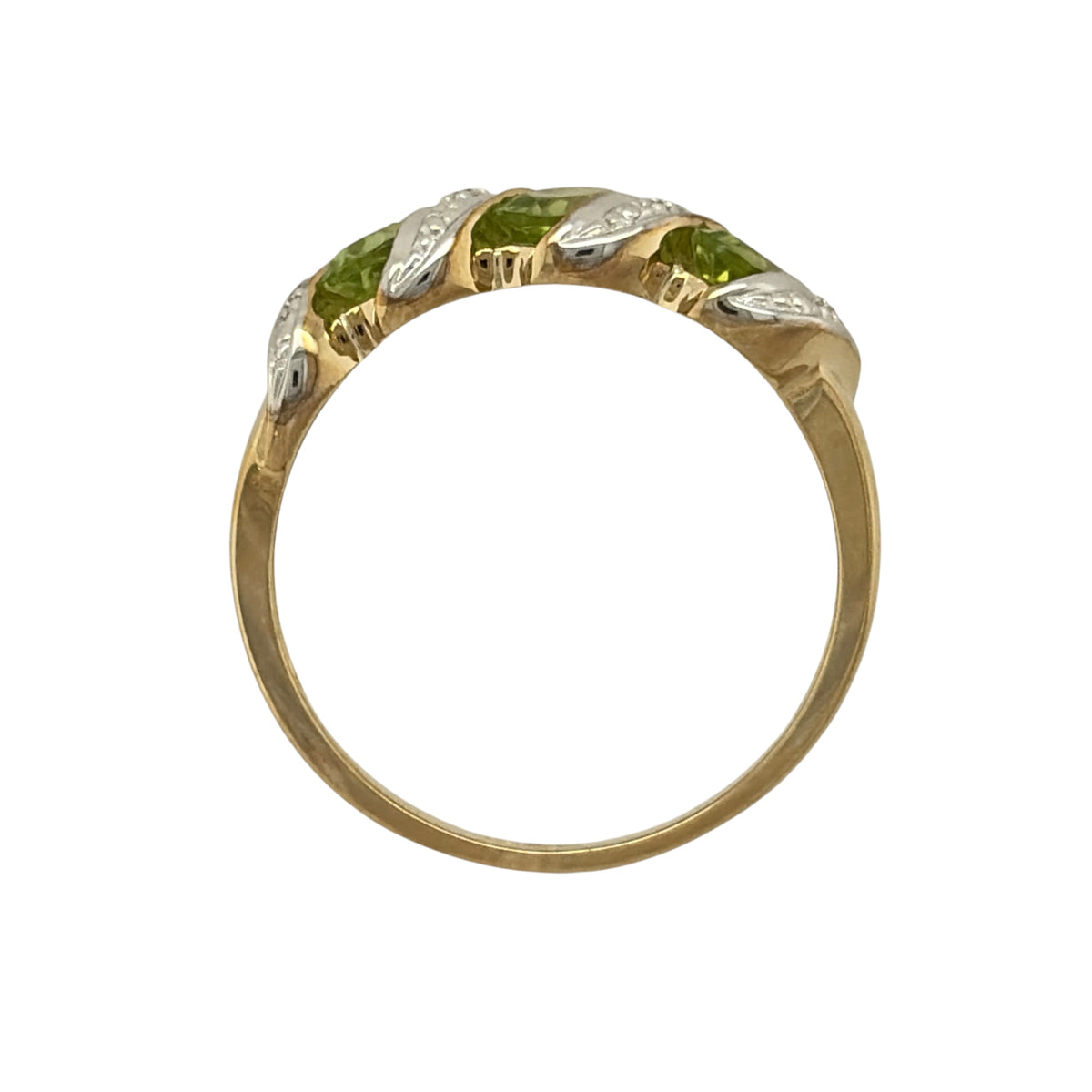 9ct Gold Diamond & Peridot Twist Band Ring
