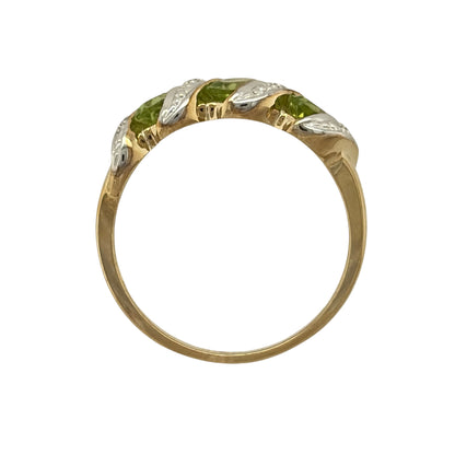 9ct Gold Diamond & Peridot Twist Band Ring