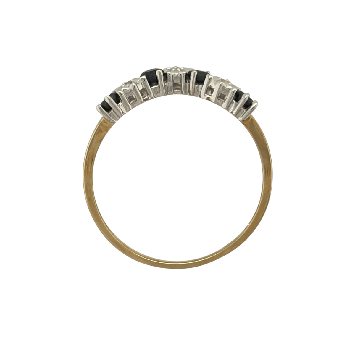9ct Gold Diamond & Sapphire Wishbone Ring