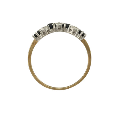 9ct Gold Diamond & Sapphire Wishbone Ring