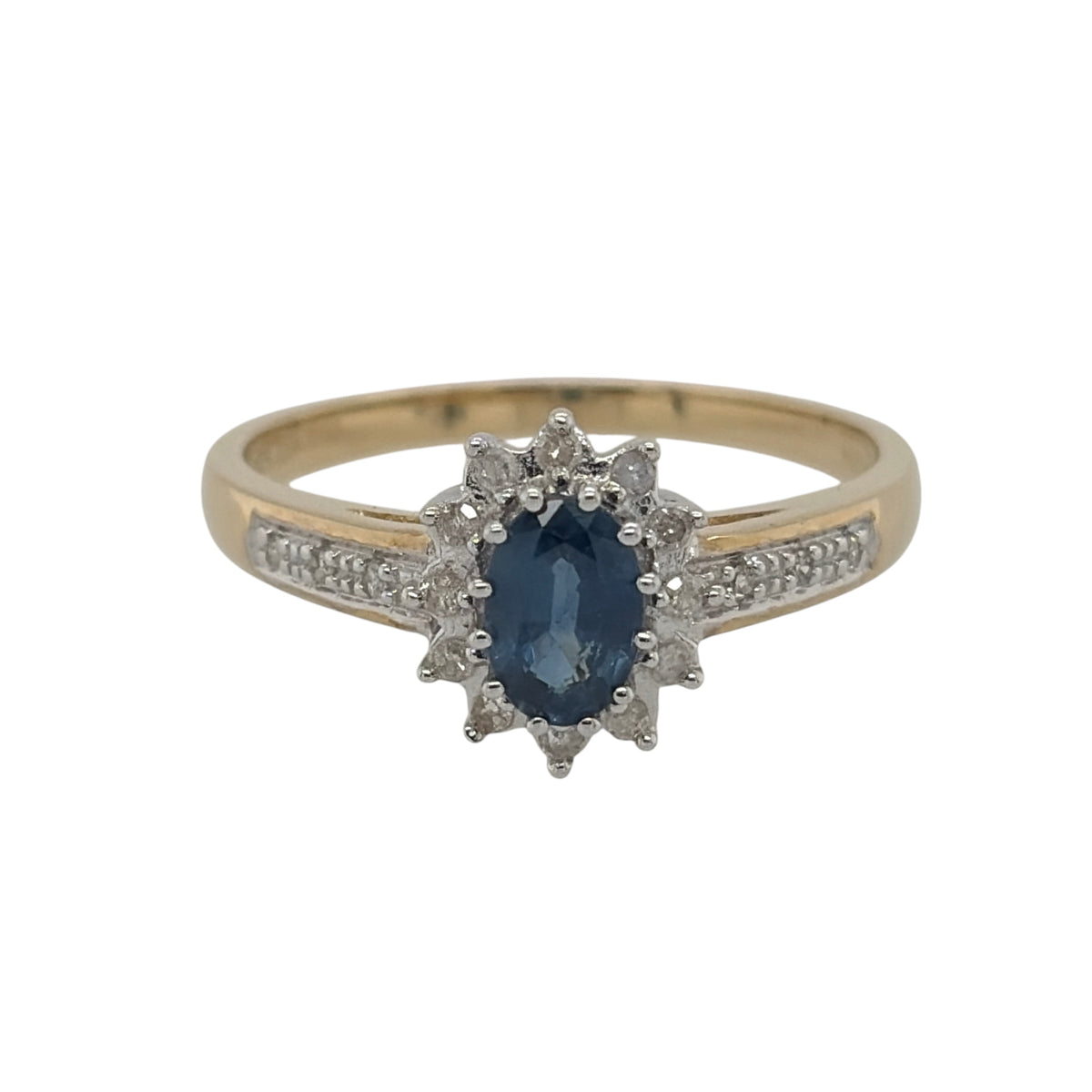 9ct Gold Diamond & Sapphire Cluster Ring