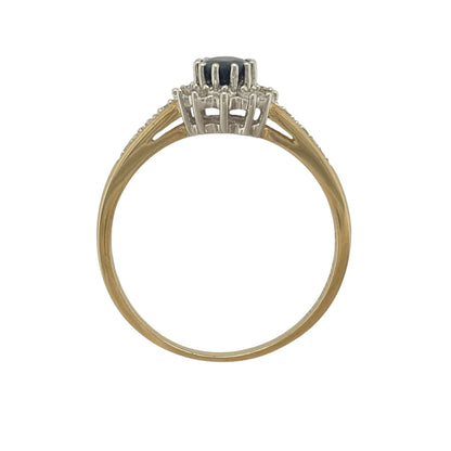 9ct Gold Diamond & Sapphire Cluster Ring