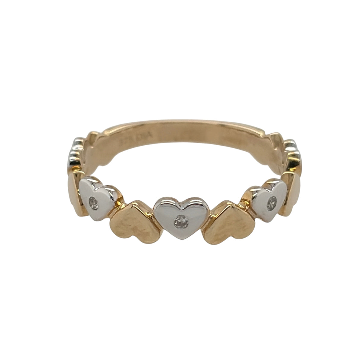 9ct Gold & Diamond Heart Band Ring