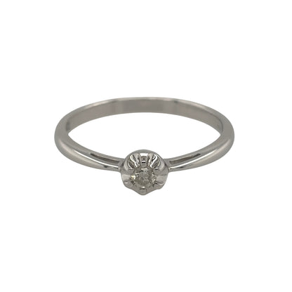 9ct White Gold & Diamond Solitaire Ring