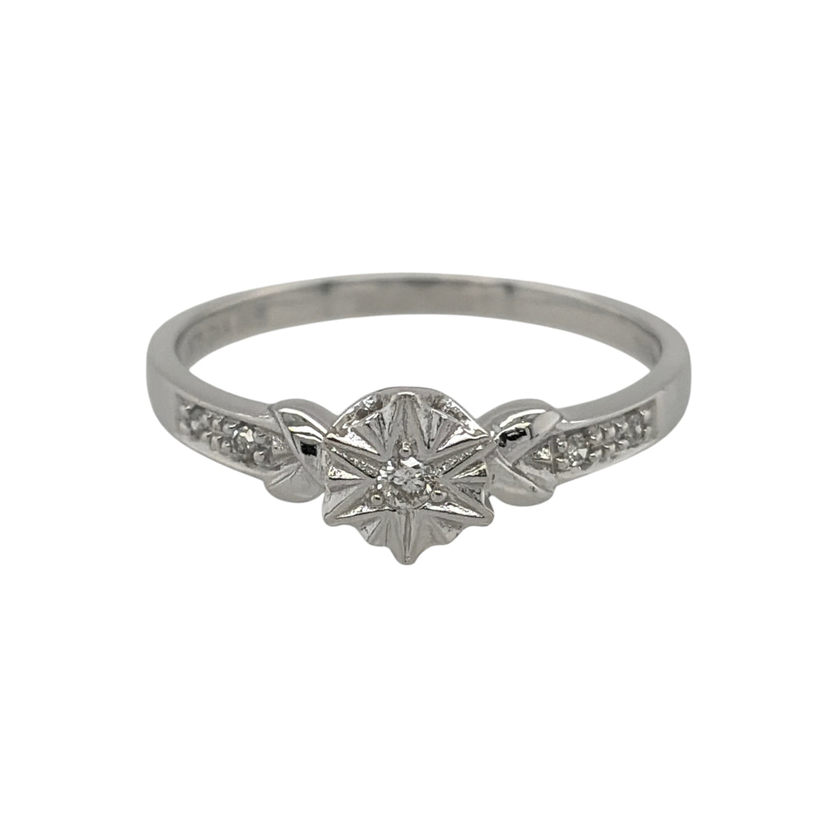 9ct White Gold & Diamond Solitaire Ring