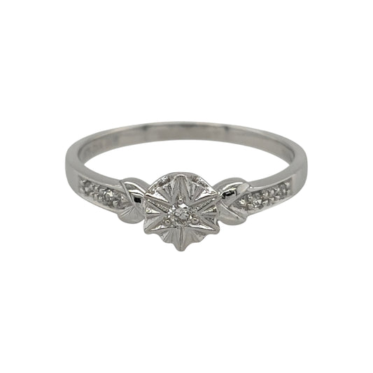 9ct White Gold & Diamond Solitaire Ring