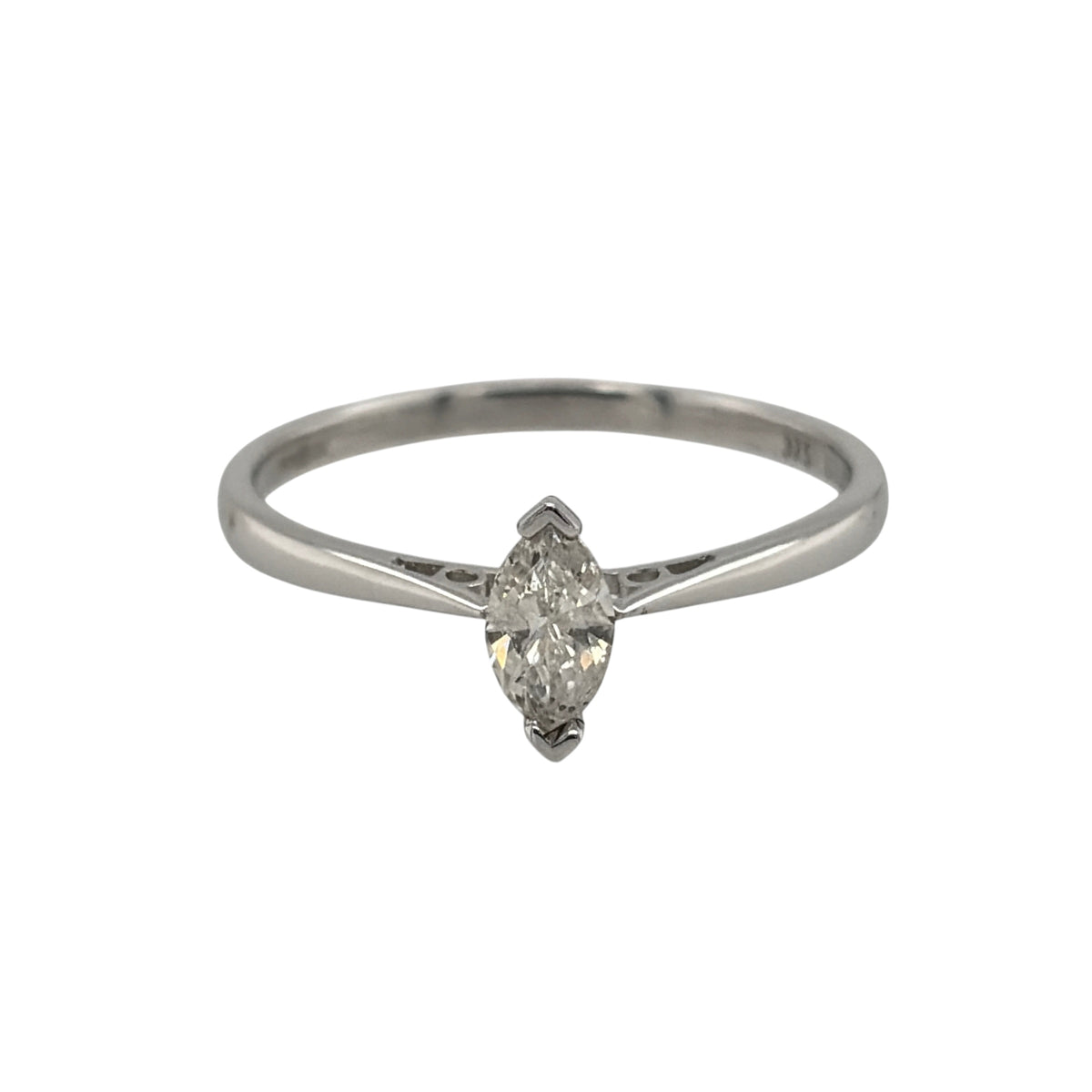 9ct White Gold & Diamond Marquise Cut Solitaire Ring