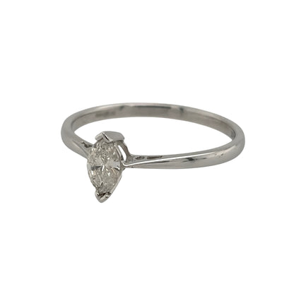 New 9ct White Gold &amp; Diamond Pear Cut Solitaire Ring in various sizes with the approx weight 1.10 grams. There is 0.25ct of diamond content in the ring has approximate clarity i1 and colour H - I