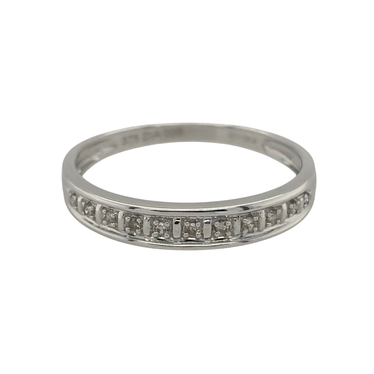 9ct White Gold & Diamond Band Ring