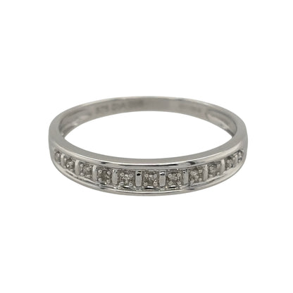 9ct White Gold & Diamond Band Ring