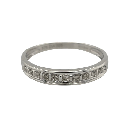 9ct White Gold & Diamond Band Ring