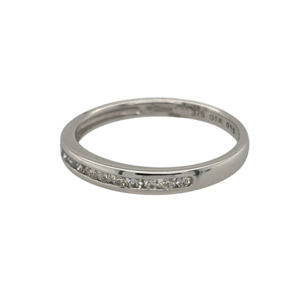 New 9ct White Gold &amp; Diamond Band Ring in various sizes with the approx weight 1.30 grams. There is 0.15ct of diamond content in the ring has approximate clarity i1 and colour H - I