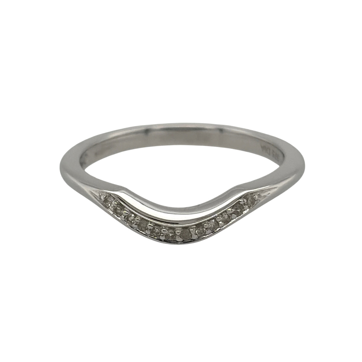 9ct White Gold & Diamond Wishbone Ring