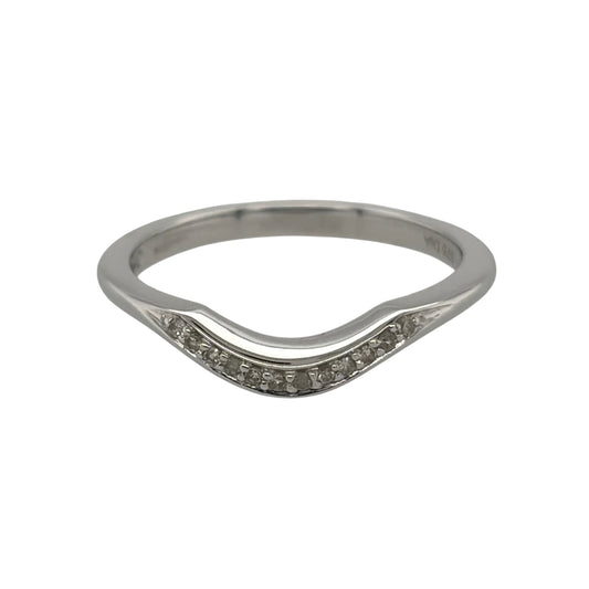 9ct White Gold & Diamond Wishbone Ring