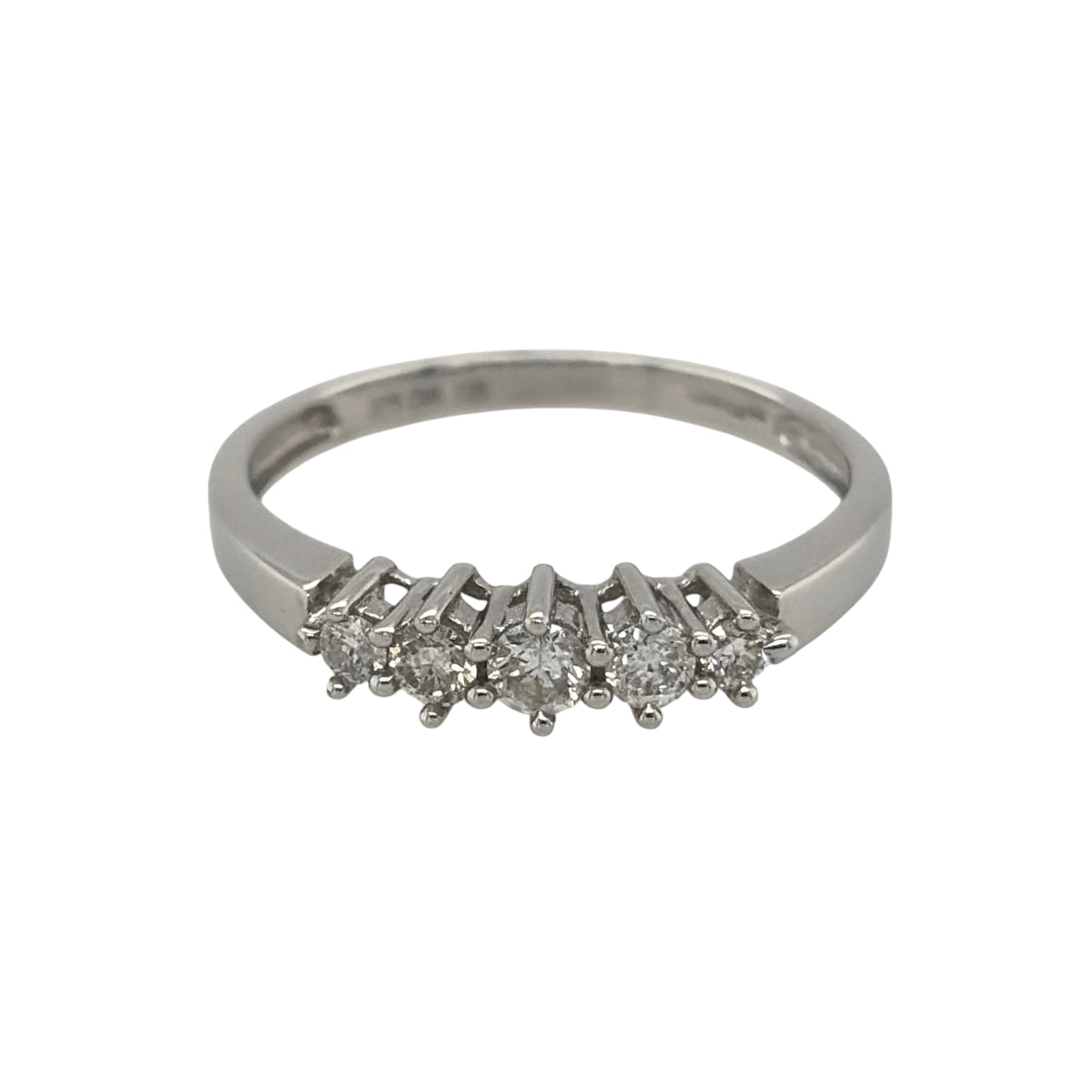 9ct White Gold & Diamond Five Stone Band Ring