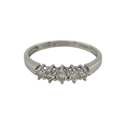 9ct White Gold & Diamond Five Stone Band Ring