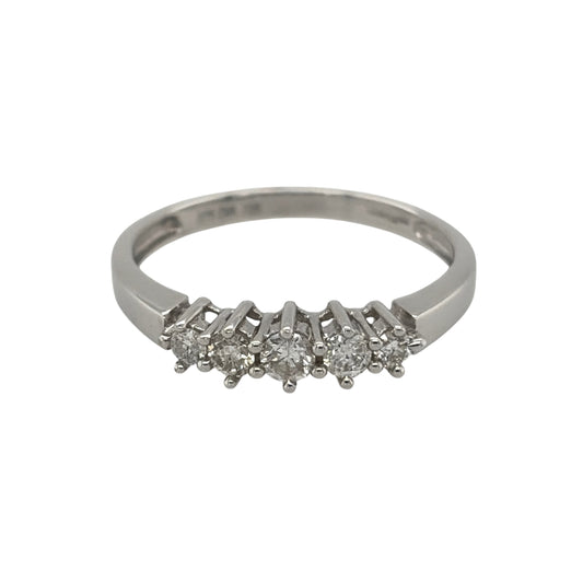 9ct White Gold & Diamond Five Stone Band Ring