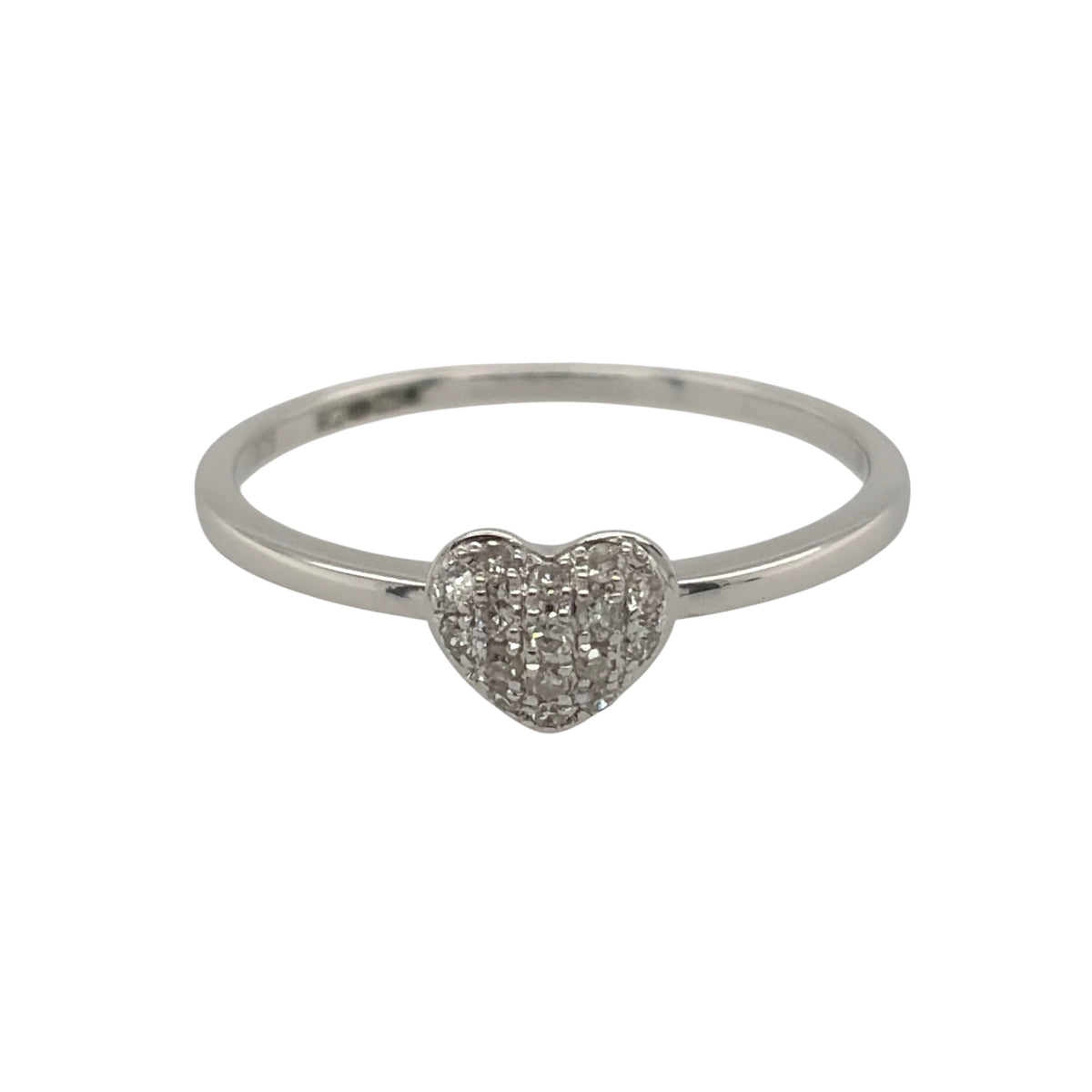 9ct White Gold & Diamond Heart Ring