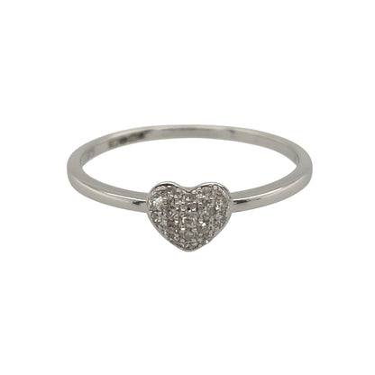 9ct White Gold & Diamond Heart Ring