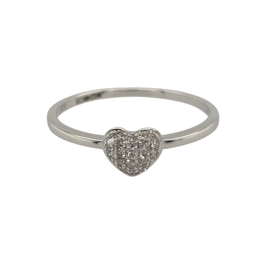 9ct White Gold & Diamond Heart Ring