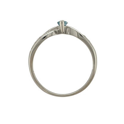 9ct White Gold Diamond & Blue Topaz Ring
