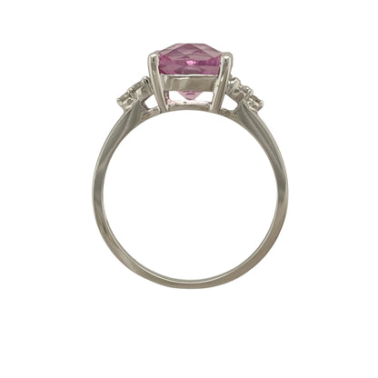 9ct White Gold Diamond & Pink Sapphire Ring