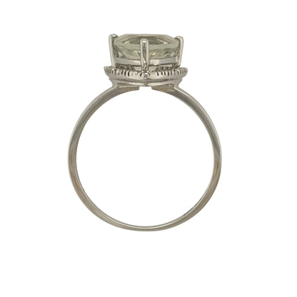 9ct White Gold Diamond & Green Amethyst Ring