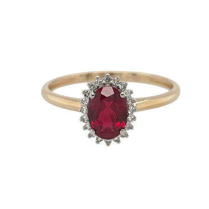 9ct Gold Lab Diamond & Ruby Cluster Ring