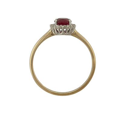 9ct Gold Lab Diamond & Ruby Cluster Ring