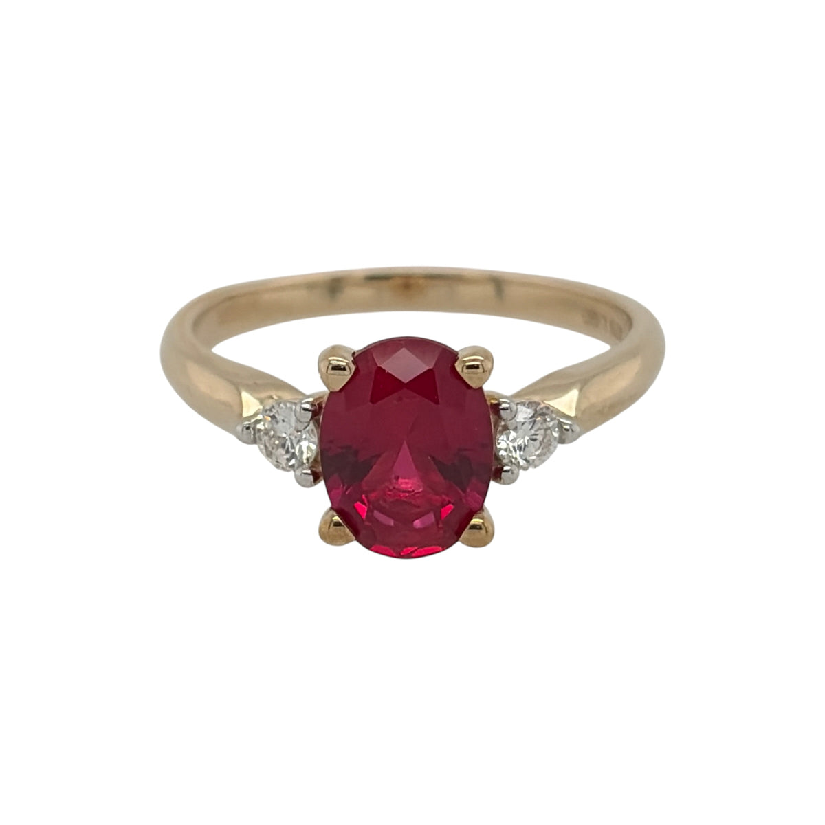 9ct Gold Lab Diamond & Ruby Trilogy Ring