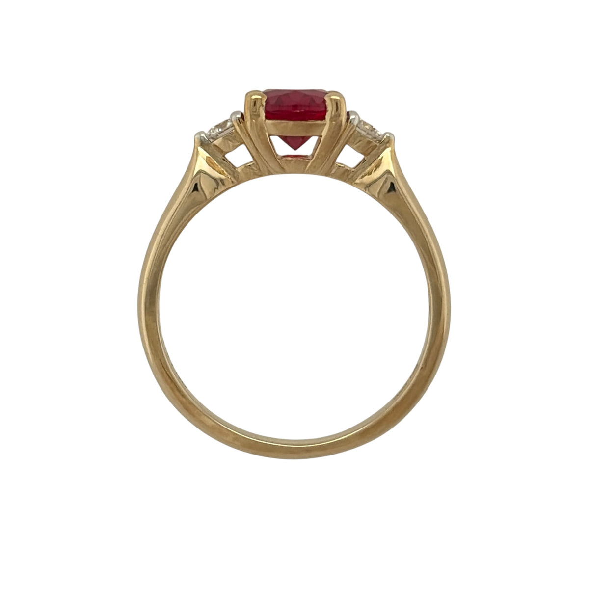 9ct Gold Lab Diamond & Ruby Trilogy Ring