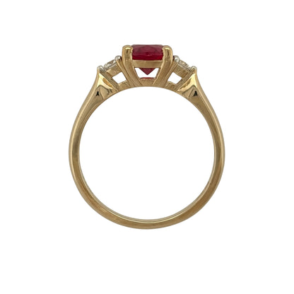 9ct Gold Lab Diamond & Ruby Trilogy Ring