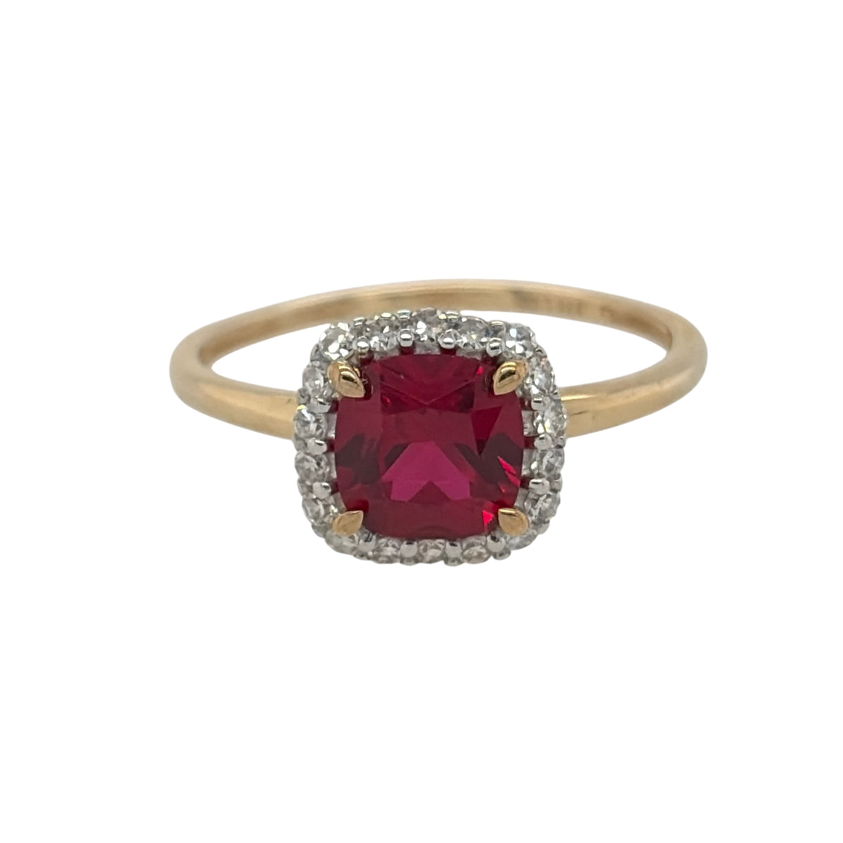 9ct Gold Lab Diamond & Ruby Cluster Ring