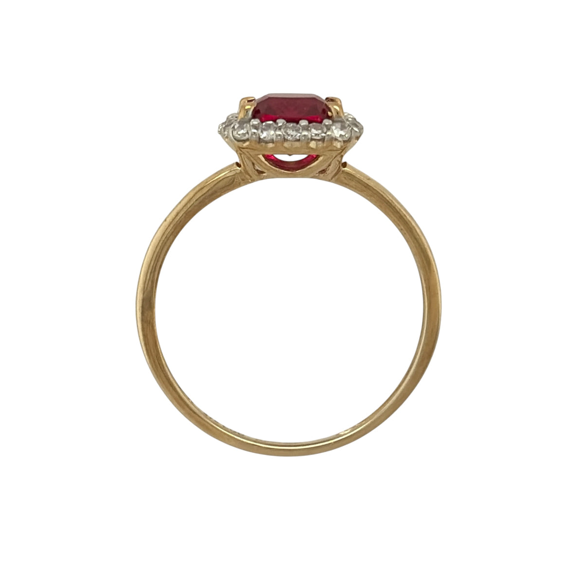 9ct Gold Lab Diamond & Ruby Cluster Ring