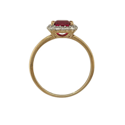 9ct Gold Lab Diamond & Ruby Cluster Ring