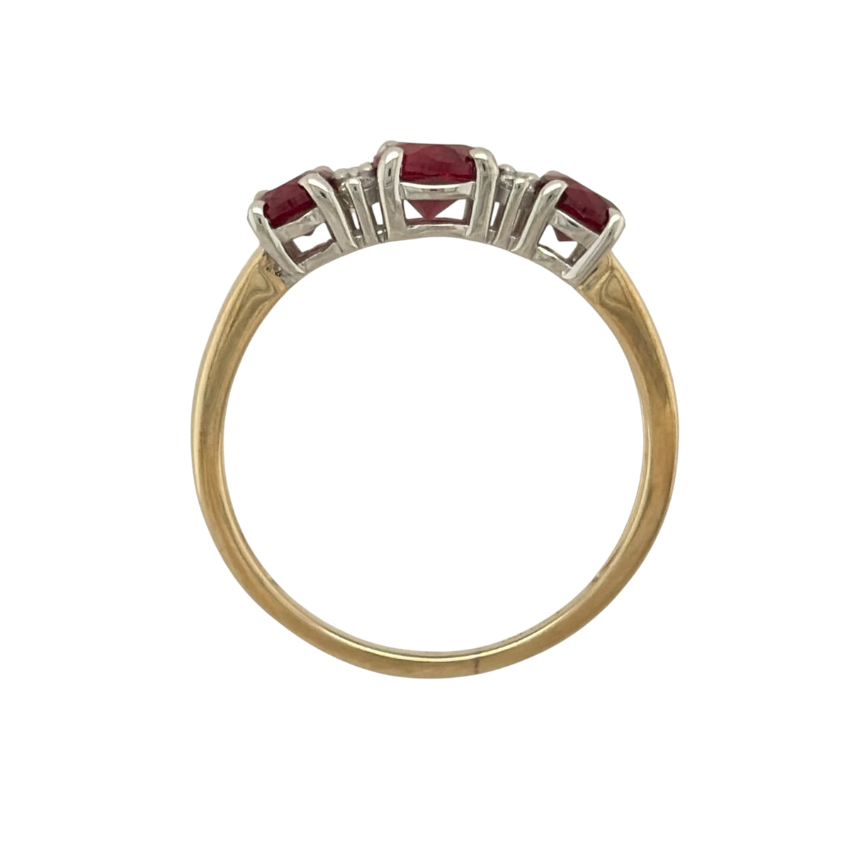 9ct Gold Lab Diamond & Ruby Trilogy Ring