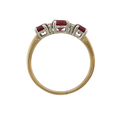 9ct Gold Lab Diamond & Ruby Trilogy Ring