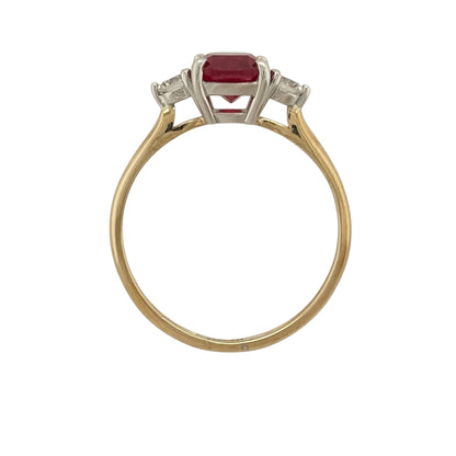 9ct Gold Lab Diamond & Ruby Trilogy Ring