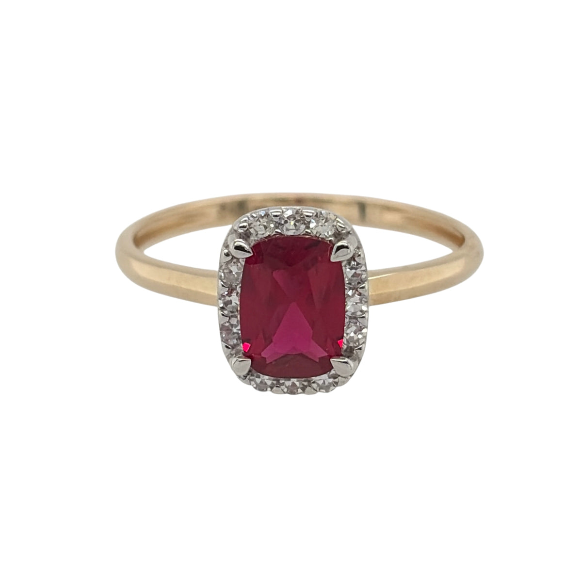 9ct Gold Lab Diamond & Ruby Cluster Ring