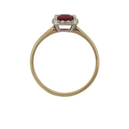 9ct Gold Lab Diamond & Ruby Cluster Ring